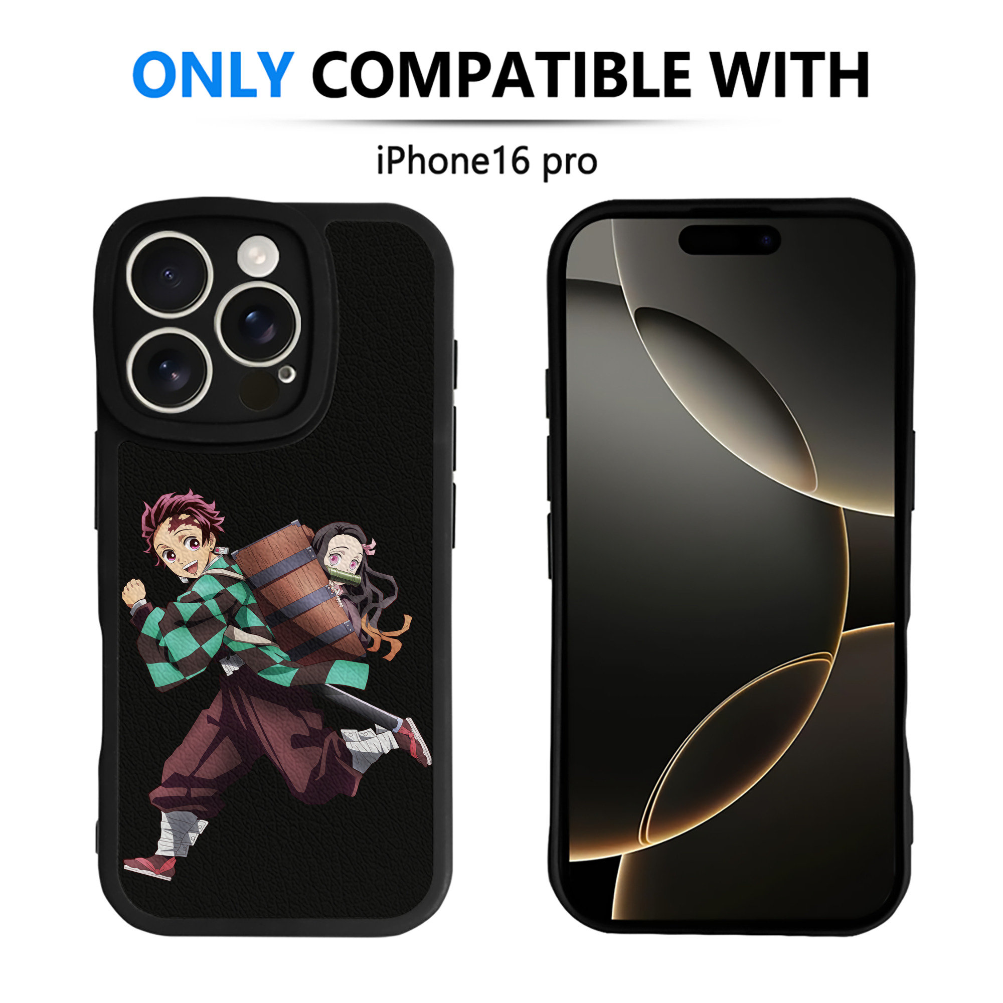 （画像用） 鬼滅の刃 竈門 炭治郎／かまど たんじろう Kamado Tanjirou 【iPhone 16シリーズ対応】シリコンスマホケース（レザー調） 材質：シリコン
